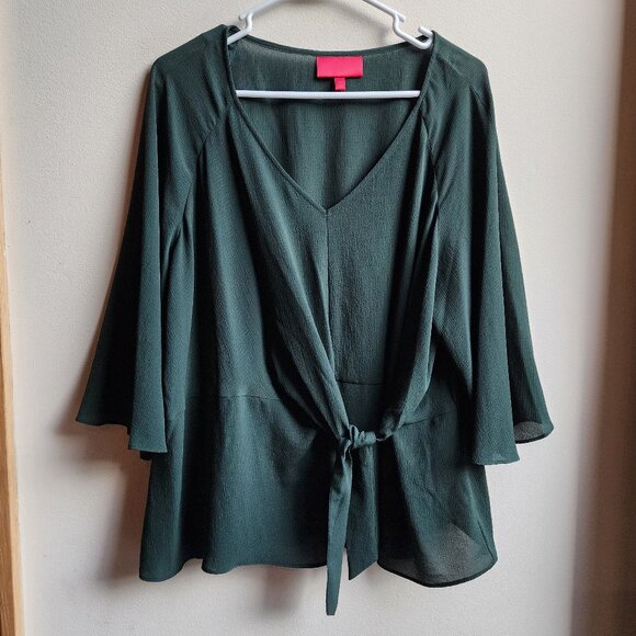 Jennifer Lopez Forest Green V-Neck Blouse Size XXL - Picture 8 of 16